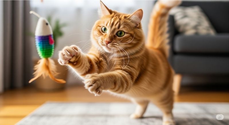 cat playing with a toy cat playing with a toy.