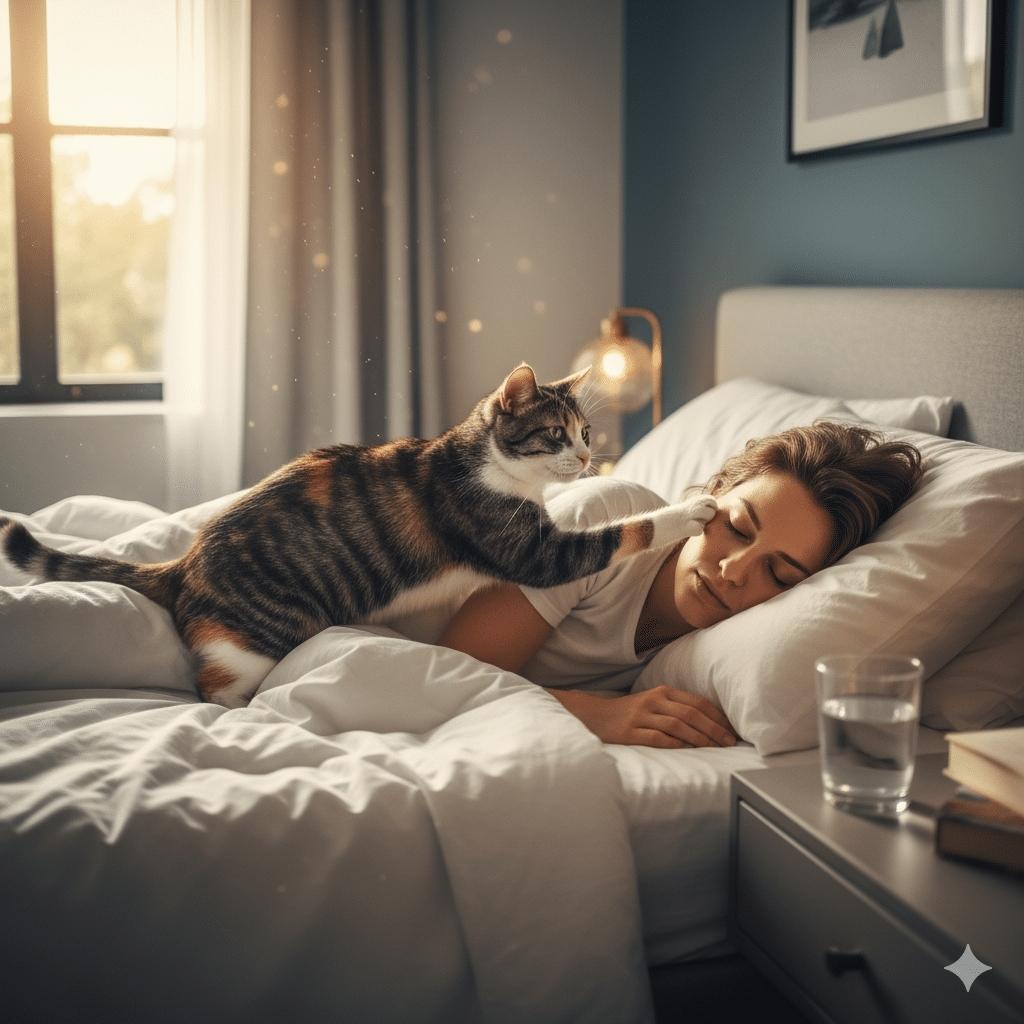 Cat waking mom up Cat waking mom up.