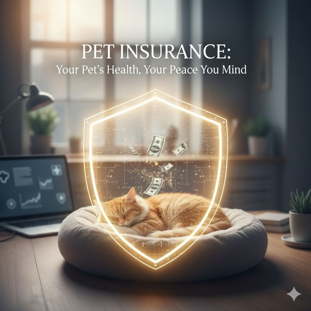 pet insurance photo of cat sleeping and a shield over it for pet insurance.
