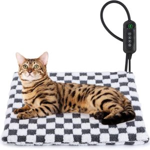 Heated Cat Bed, 11 Adjustable Temperature Cat Heating Pad Indoor with Timer